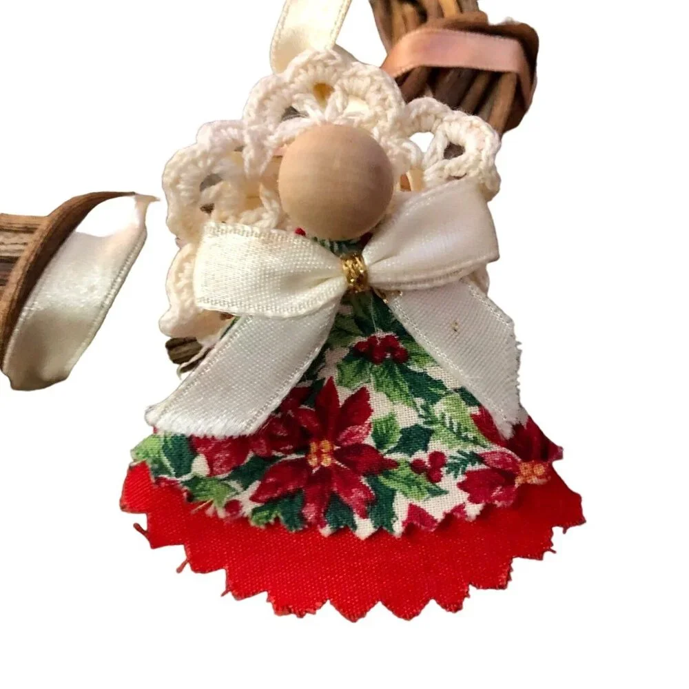 Miniature 5” Wreath Used Cherries Angel Brass Bell